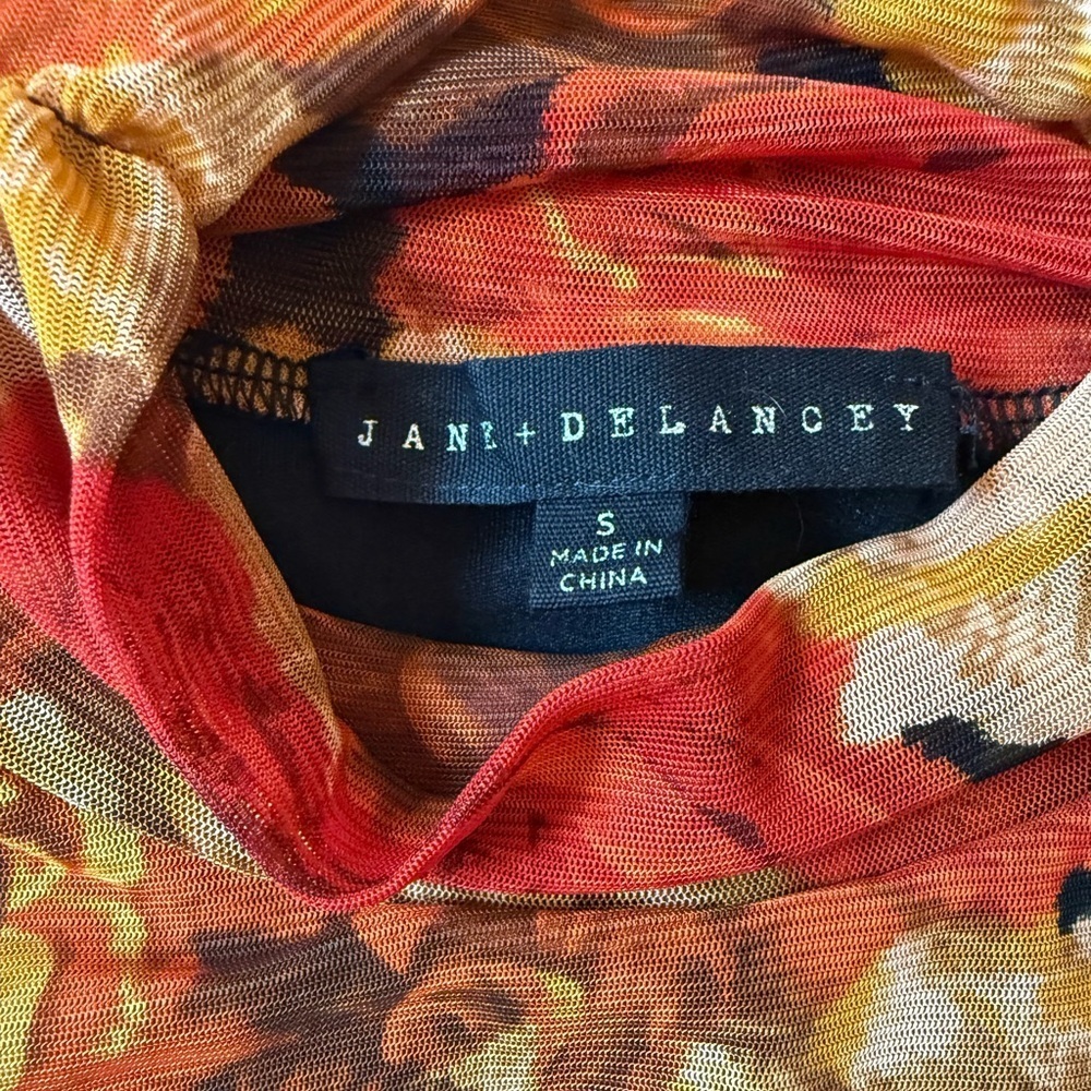 Jane + Delancey Floral Print Mock Turtleneck Mesh Long Sleeve Fall Size Small - Picture 8 of 11